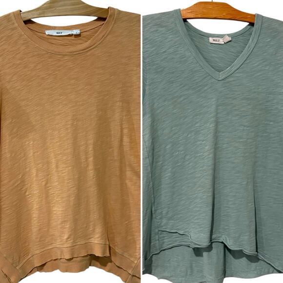 Wilt | T Shirts Tops Green Orange Slub Knit Hanky Tee Short Sleeve- Size Small - Picture 1 of 16